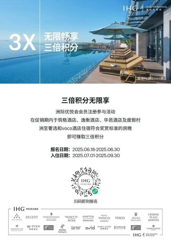 IHG：3倍积分来了，报名截止日期：06/30-海外云居民