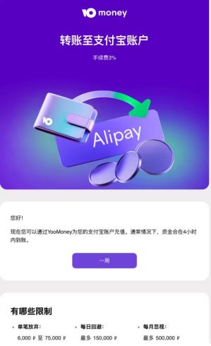 YooMoney恢复外卡入金，并支持转帐到支付宝-海外云居民