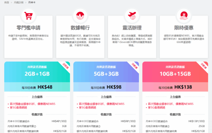 香港联通GO月神卡支持eSIM，月费9HKD保内地及香港双号-海外云居民
