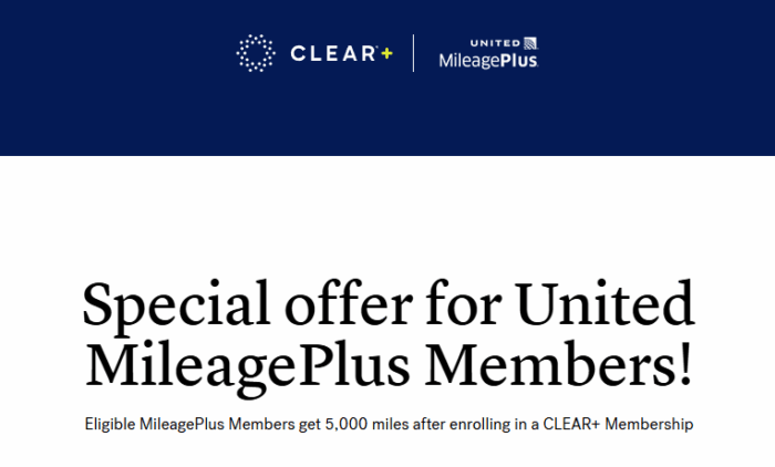 开通 CLEAR+ 会员即可获得 5,000 UA里程，活动截止：11/28-海外云居民