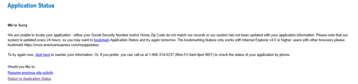 Amex application status一直报错，是被拉黑了吗？-海外云居民