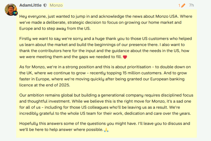 Monzo 即将退出美国市场-海外云居民