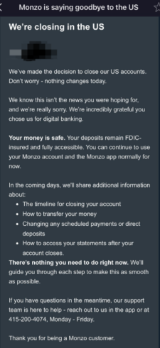 Monzo 即将退出美国市场-海外云居民