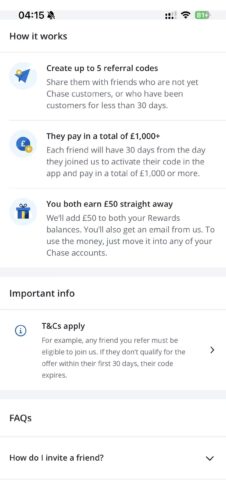 Chase UK开户 + £50 Refer ，有需要的来（5个名额）-海外云居民