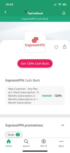 TopCashback：ExpressVPN 120%返利，纯倒赚的羊毛。-海外云居民